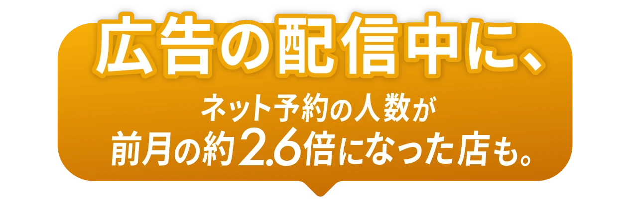 広告の配信中に、ネット予約の人数が前月の約2.6倍になった店も。